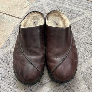 UGG Dark Brown Leather Slip-Ons